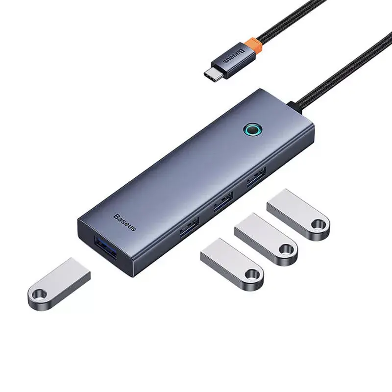 Baseus 4in1 Hub UltraJoy USB-C na USB 3.0 sivý kábel