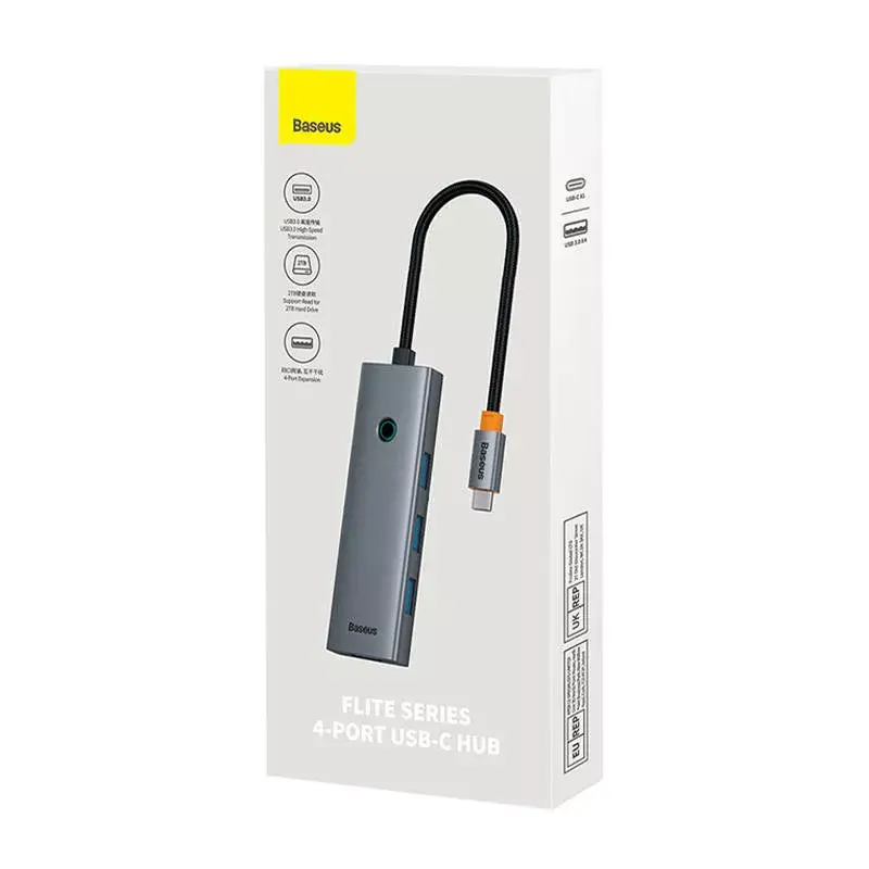 Baseus 4in1 Hub UltraJoy USB-C na USB 3.0 sivý kábel