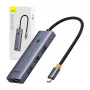 Baseus 4in1 Hub UltraJoy USB-C na USB 3.0 sivý kábel
