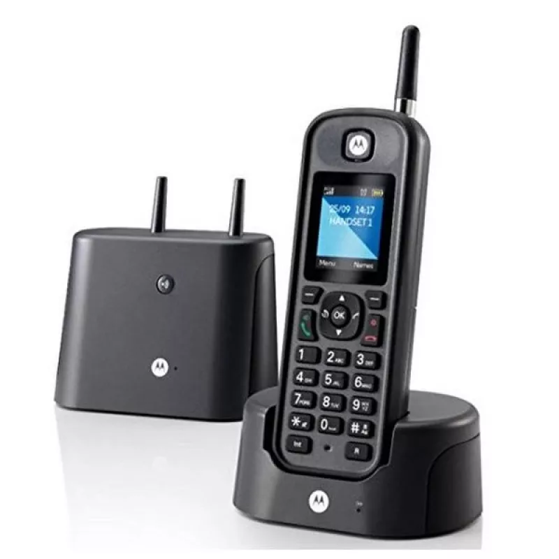 DECT telefón Motorola O201 identifikácia volajúceho čierny bezdrôtová mikrotelefónna jednotka