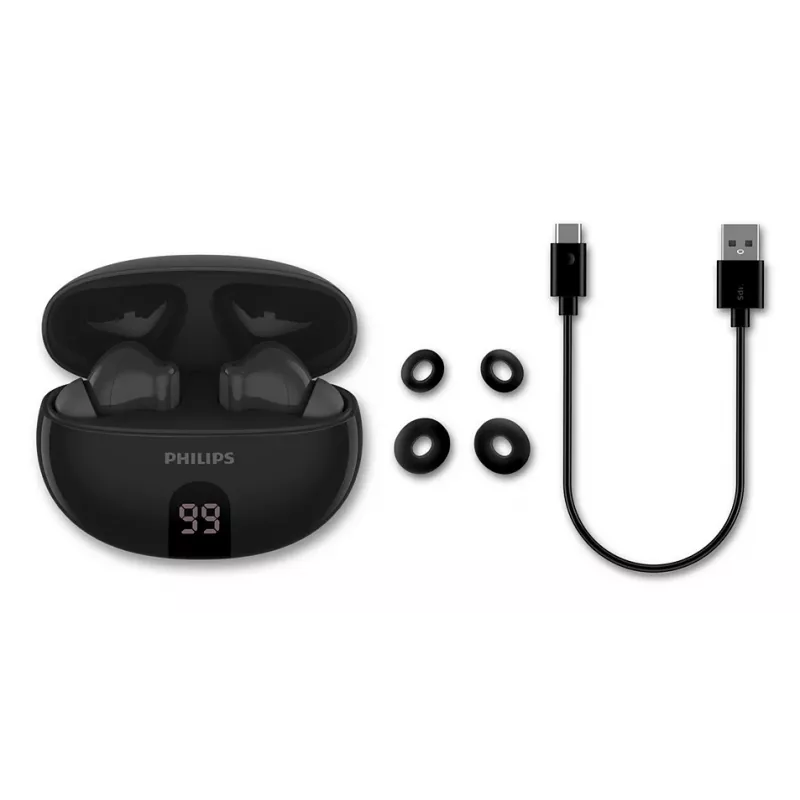 Bezdrôtový in-ear headset Philips TAT2520BK/00 — Bluetooth, 20–20000 Hz, dosah 10 m, 40 g, čierna
