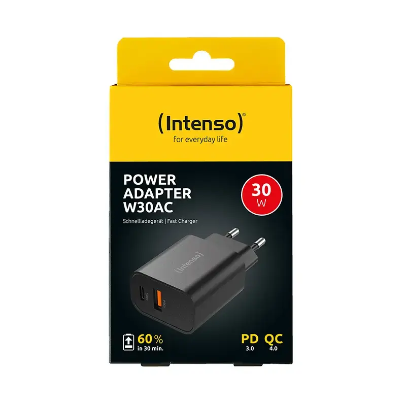 Napájací zdroj Intenso W30AC 30 W USB-A USB-C čierny
