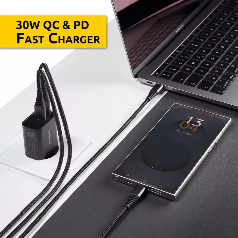 Napájací zdroj Intenso W30AC 30 W USB-A USB-C čierny