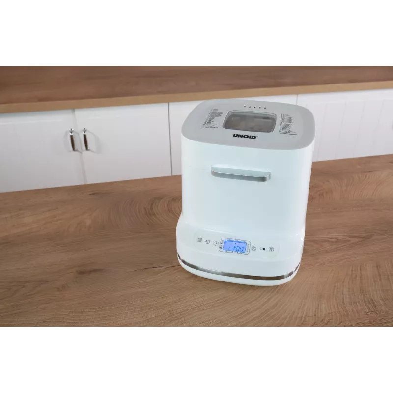 Automatický pekár na chlieb Unold Esge Backmeister Bernd 68120 — 550 W, max. hmotnosť chleba 1 kg, biela, plastové puzdro