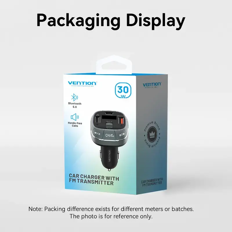 Auto nabíjačka Vention 3-port USB (USB-C + 2× USB-A) 30W/18W/5W čierna