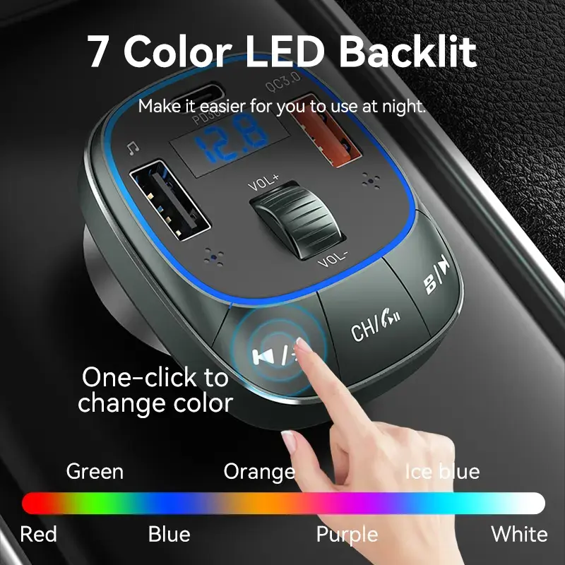 Auto nabíjačka Vention 3-port USB (USB-C + 2× USB-A) 30W/18W/5W čierna