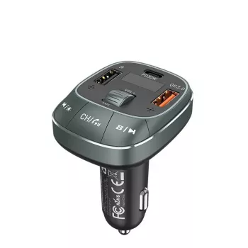 Auto nabíjačka Vention 3-port USB (USB-C + 2× USB-A) 30W/18W/5W čierna