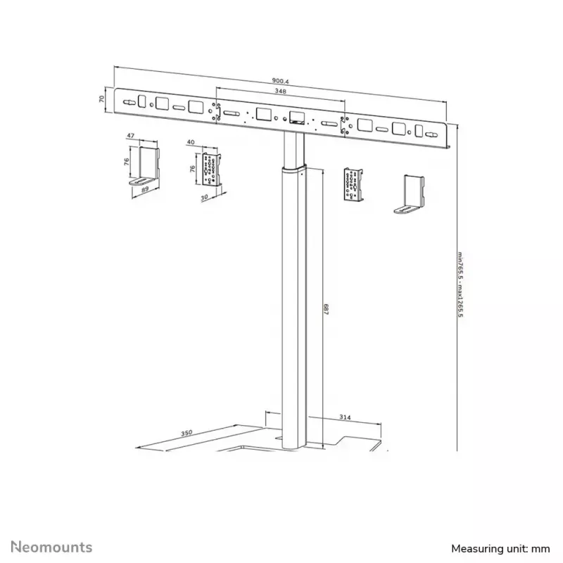 Podlahový stojan na videobar Neomounts AV80-500BL - VESA - max. 10 kg - univerzálny