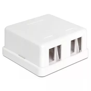 DeLOCK 86207 Keystone prázdna krabica na povrchovú montáž, 2 porty, biela