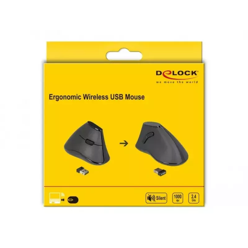 Myš Office DeLOCK 12622 pre pravákov RF Wireless optická 1000 DPI