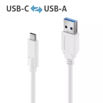 USB kábel PureLink IS2610-010 USB 3.2 Gen 2 1m USB-C USB-A biely