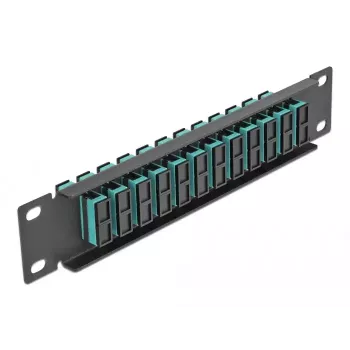 Optický patch panel DeLOCK 10 palcov 12 port SC duplex aqua 1U čierna