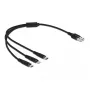 USB nabíjací kábel DeLOCK 3-in-1 Type-A na Lightning, Micro-USB, USB Type-C 30 cm čierny