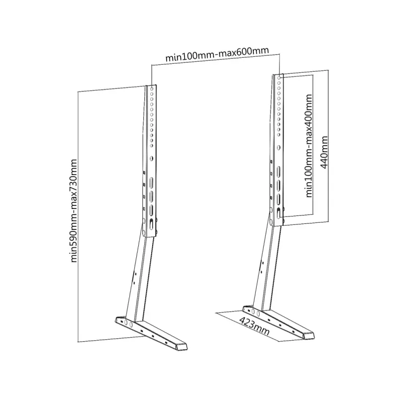 PureLink PureMounts PM-TVS-02 podlahový stojan na TV pre ploché obrazovky 81-165 cm (32-65 palcov), oceľ, čierny