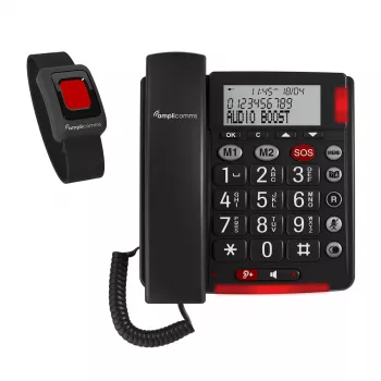 Analógový telefón amplicomms BigTel 50 Alarm Plus identifikácia volajúceho tmavosivá