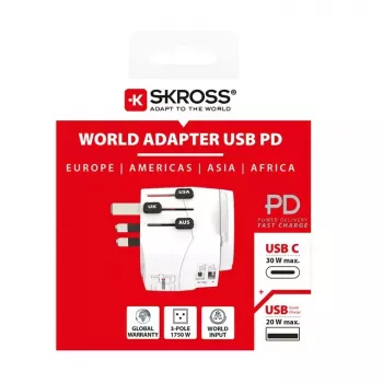 Napájací adaptér Skross 61663 univerzálny biely 100-250V 2,4A USB