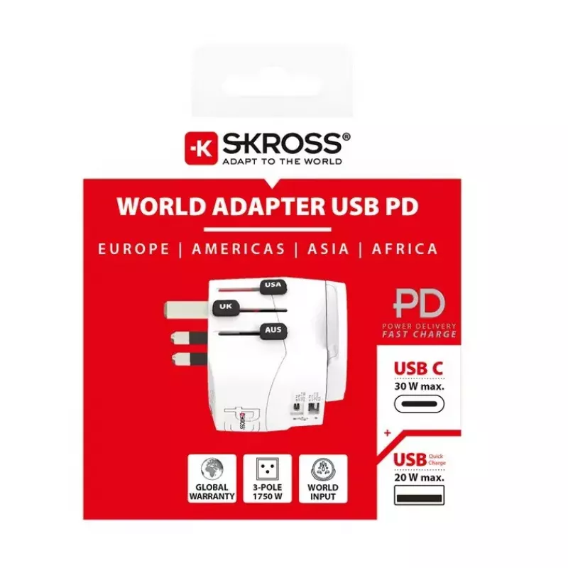 Napájací adaptér Skross 61663 univerzálny biely 100-250V 2,4A USB