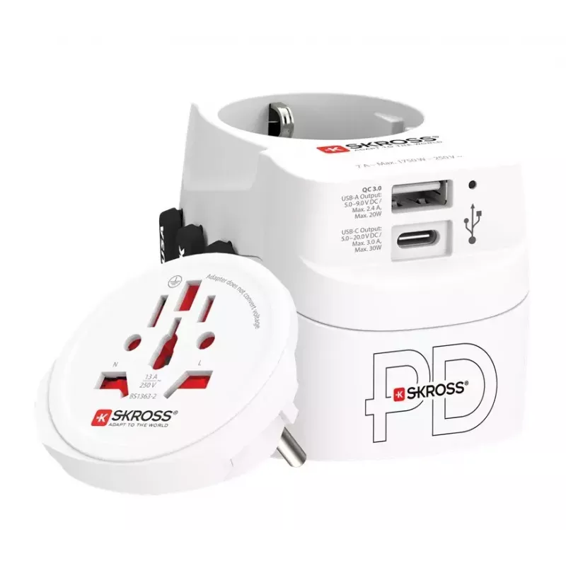 Napájací adaptér Skross 61663 univerzálny biely 100-250V 2,4A USB
