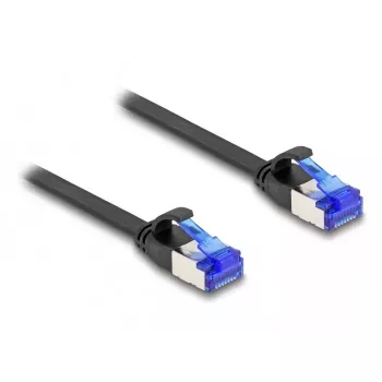 Sieťový kábel DeLOCK RJ45 plochý patch kábel konektor samec na samec Cat.6A 2 m čierny
