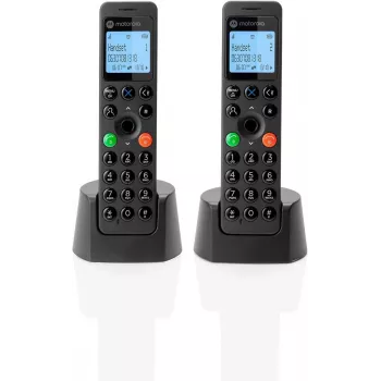 Telefón DECT Motorola DOT202 Twin bezdrôtová slúchadlová jednotka identifikácia volajúceho čierna