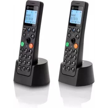 Telefón DECT Motorola DOT202 Twin bezdrôtová slúchadlová jednotka identifikácia volajúceho čierna