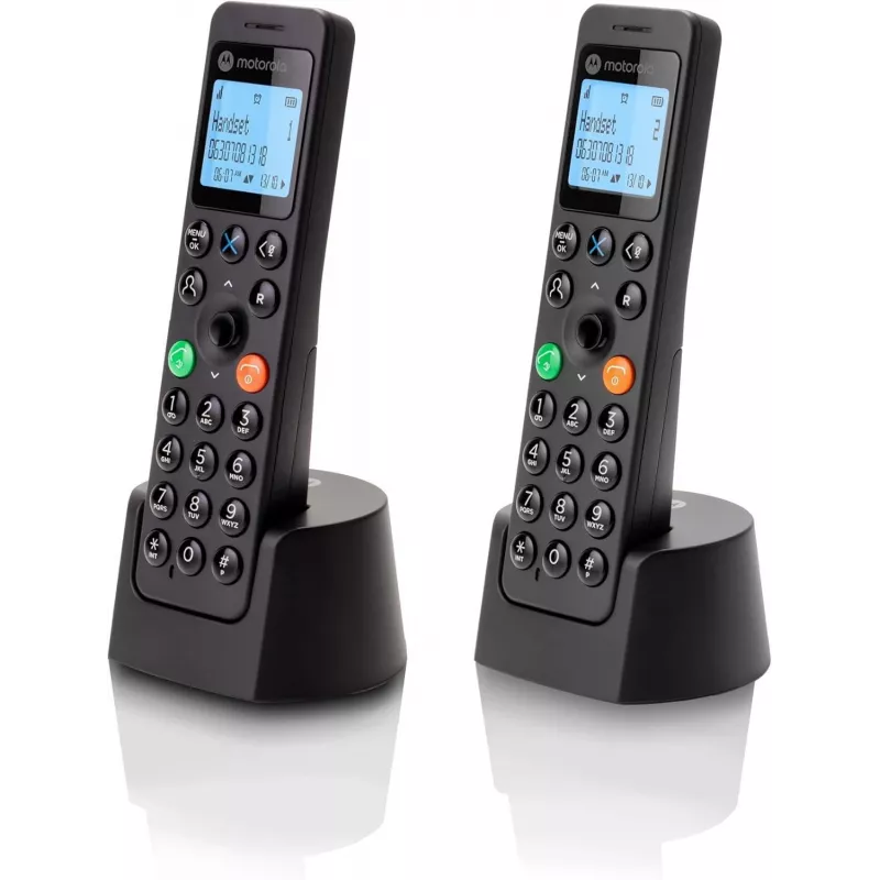 Telefón DECT Motorola DOT202 Twin bezdrôtová slúchadlová jednotka identifikácia volajúceho čierna