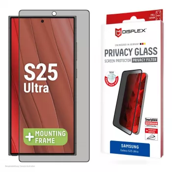 Displex ochranná fólia proti odpočúvaniu (10H) pre Samsung Galaxy S25 Ultra, Eco montážny rámik, privacy filter