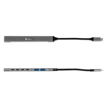 USB-C hub 7-in-1 BakkerElkhuizen BNECHUB3A4C — 7 konektorov (USB 3.2 Gen1 A, USB 3.2 Gen1 C, USB 2.0), hliníkové puzdro, sivá/čierna