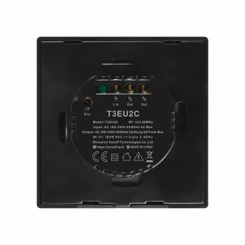 Dotykový vypínač Sonoff T3 EU TX WiFi RF 433 2-kanálový – nástenný smart vypínač, EU dotykový panel