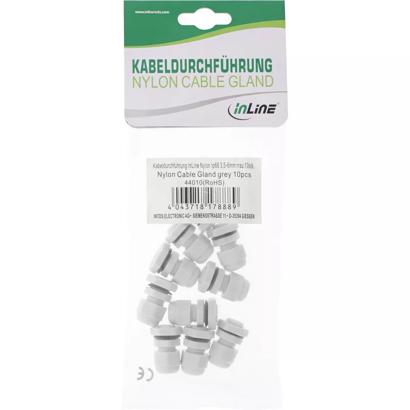 InLine káblová priechodka nylon IP68 3,5 - 6 mm sivá 10 ks