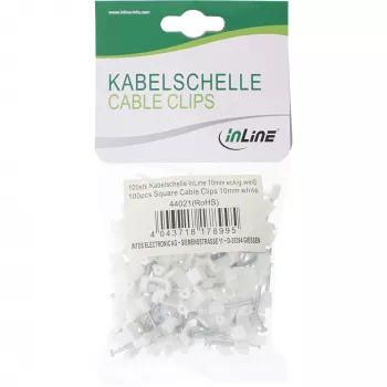 Štvorcová káblová svorka InLine 44020 8mm biela 100 ks balenie