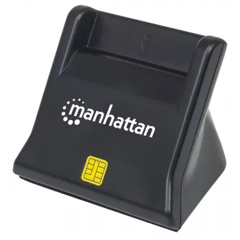 Manhattan USB-A Smart/SIM čítačka kariet, 480 Mbit/s (USB 2.0), stolné zariadenie, kompatibilné s trecím typom, Hi-Speed USB, kábel 86 cm, čierna, trojročná záruka