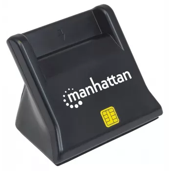 Manhattan USB-A Smart/SIM čítačka kariet, 480 Mbit/s (USB 2.0), stolné zariadenie, kompatibilné s trecím typom, Hi-Speed USB, kábel 86 cm, čierna, trojročná záruka