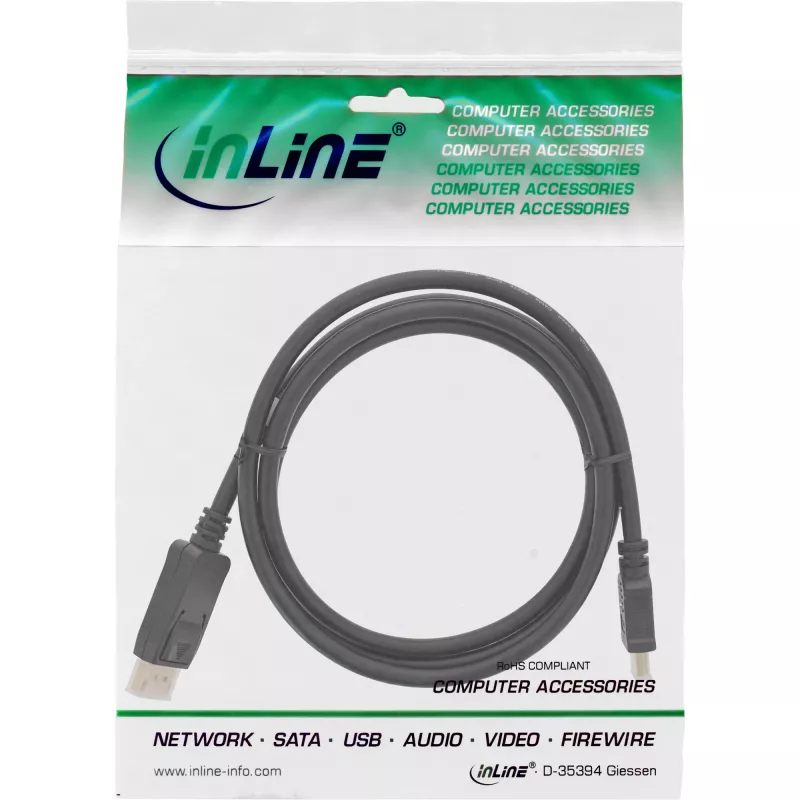 InLine 17186 konverzný kábel DisplayPort na HDMI 0,5 m čierny
