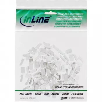 InLine konektor 8P8C RJ45 samec tienený pre okrúhly kábel, balenie 10 ks, strieborný