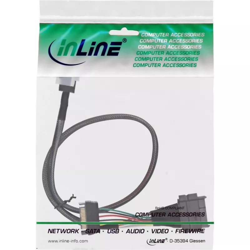 InLine U.2 prepojovací kábel, SSD s U.2 (SFF-8639) na SFF-8643 + napájanie, 0,75 m