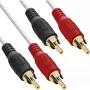 InLine audiokábel 2x RCA konektor samec na konektor samec biely / zlatý 3m
