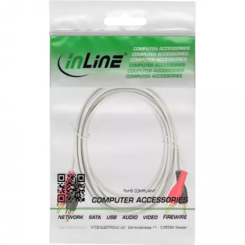 InLine audiokábel 2x RCA konektor samec na konektor samec biely / zlatý 3m