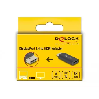 DELOCK aktívny DisplayPort 1.4 na HDMI adaptér 8K HDR čierny