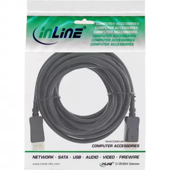 InLine DisplayPort 1.4 kábel aktívny, 8K4K, čierny, zlatý, 10 m