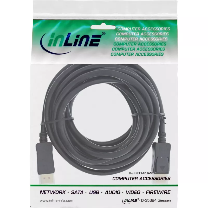 InLine DisplayPort 1.4 kábel aktívny, 8K4K, čierny, zlatý, 10 m