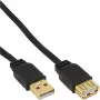 InLine USB 2.0 plochý kábel Type-A konektor samec / samica pozlátený čierny 5m