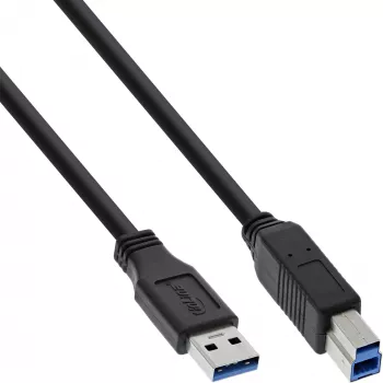 USB 3.2 Gen.1 kábel, Type-A konektor samec / Type-B konektor samec, InLine 35310, 1 m, čierny