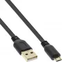 InLine Micro-USB-2.0 plochý kábel USB A / Micro-B, čierny / zlatý, 0,5 m
