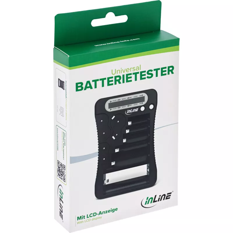 Tester batérií InLine 01285 s LCD displejom pre tužkové a gombíkové batérie