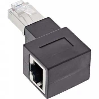 InLine adaptér patch kábla Cat.6A, RJ45 konektor samec / konektor samica, 90° zalomený doprava