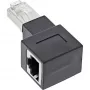 InLine adaptér patch kábla Cat.6A, RJ45 konektor samec / konektor samica, 90° zalomený doprava