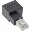 InLine adaptér patch kábla Cat.6A, RJ45 konektor samec / konektor samica, 90° zalomený doprava