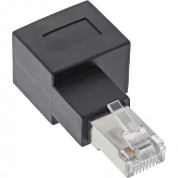 InLine adaptér patch kábla Cat.6A, RJ45 konektor samec / konektor samica, 90° zalomený doprava