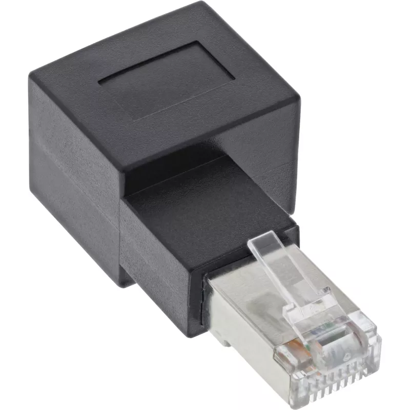 InLine adaptér patch kábla Cat.6A, RJ45 konektor samec / konektor samica, 90° zalomený doprava